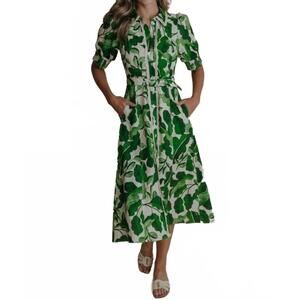 NEW LAROQUE vail midi dress in leaflet